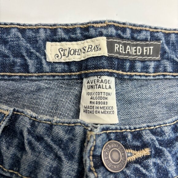 St. John's Bay Relaxed Fit Straight Leg Women's size 12 Dark Blue Denim jeans - Picture 2 of 3